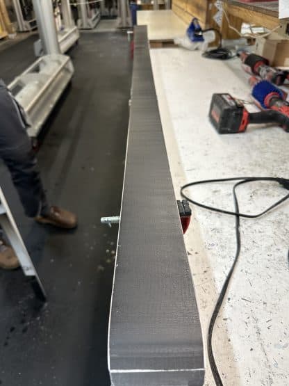 What a ski looks like after a coat of wax is applied with the Swix T60 Wax Roller