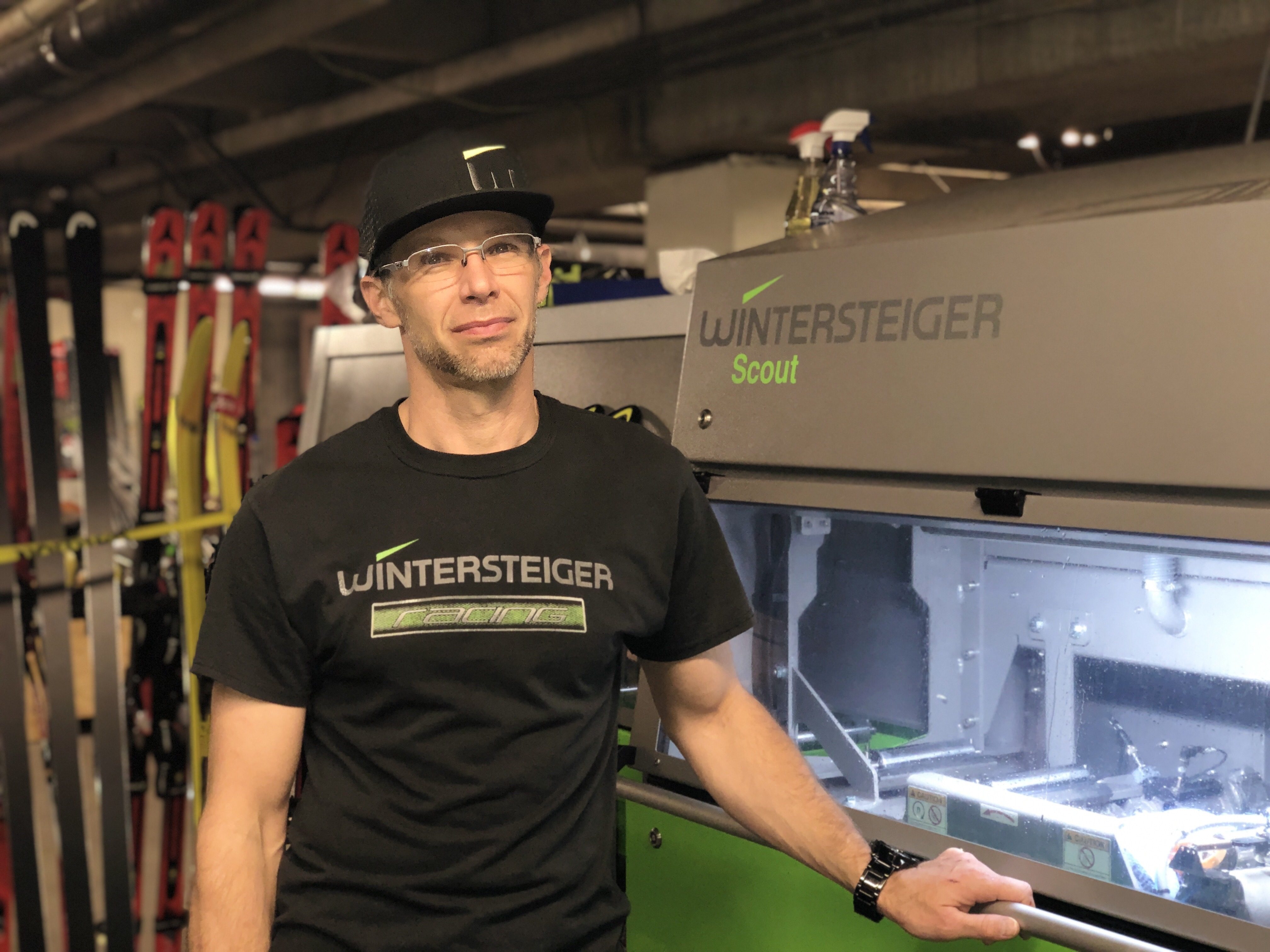 Mike Beers at his Wintersteiger Scout during US Ski Team National Development group early season training at Copper Mountain in 2019